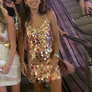 Ramy Brook Rose Gold Rina Sequin Minidress - size 2